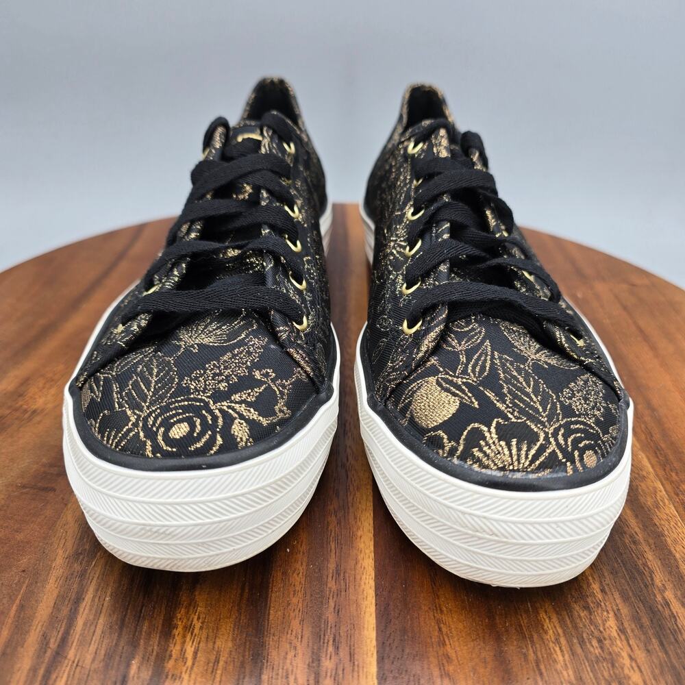 Keds Shoes Womens 9 Black Gold Floral Platform Lace Up Rifle Paper Co Sneakers - Picture 2 of 8